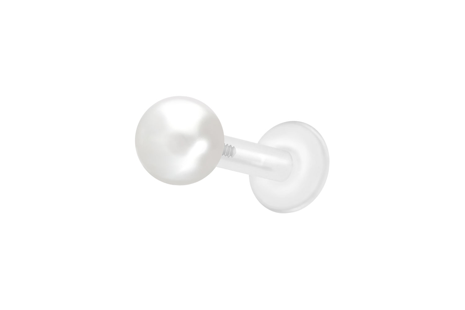 PTFE Labret Piercing mit Innengewinde + Titan-Aufsatz SYNTHETISCHE PERLE